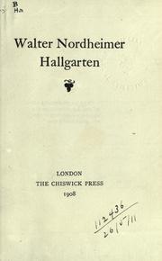 Cover of: Walter Nordheimer Hallgarten.