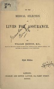 Cover of: On the selection of lives for assurance.