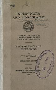 Cover of: Types of canoes on Puget Sound. by Thomas Talbot Waterman