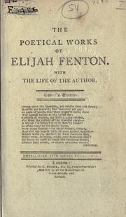 Cover of: The poetical works. by Elijah Fenton