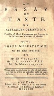 Cover of: An essay on taste by Alexander Gerard