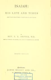 Cover of: Isaiah by S. R. Driver