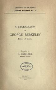 Cover of: A bibliography of George Berkeley, bishop of Cloyne