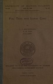 Cover of: Fuel tests with Illinois coals