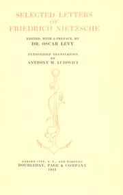 Cover of: Selected letters of Friedrich Nietzsche by Friedrich Nietzsche