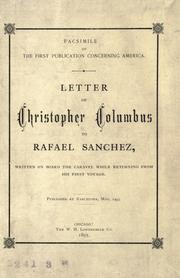 Cover of: Letter of Christopher Columbus to Rafael Sanchez by Christopher Columbus