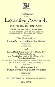 Cover of: Journals of the Legislative Assembly of the Province of Ontario. by Ontario. Legislative Assembly.