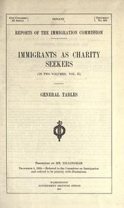 Cover of: Immigrants as charity seekers (in two volumes) by United States. Immigration Commission (1907-1910)