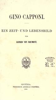 Cover of: Gino Capponi: ein Zeit- und Lebensbild