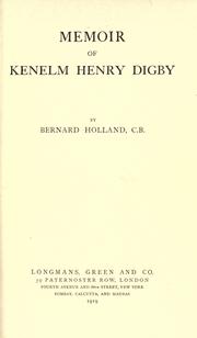 Cover of: Memoir of Kenelm Henry Digby
