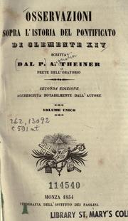 Cover of: Osservazioni sopra l'istoria del pontificato di Clemente XIV