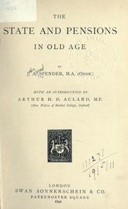 Cover of: The state and pensions in old age