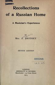 Cover of: Recollections of a Russian home by Anna (Skadovsky) Brodsky