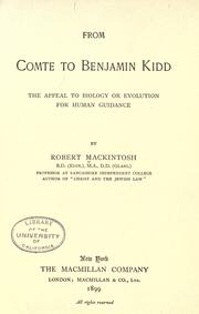 Cover of: From Comte to Benjamin Kidd by by Robert Mackintosh.