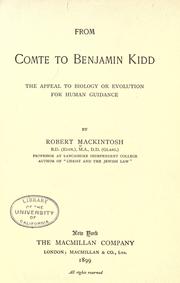 Cover of: From Comte to Benjamin Kidd by Robert Mackintosh