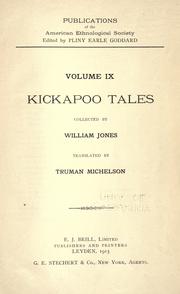 Cover of: Kickapoo tales by Jones, William