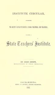 Cover of: Institute circular, addressed to county superintendents, school trustees, and teachers, calling a state teachers' institute