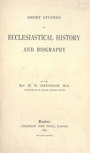 Cover of: Short studies in ecclesiastical history and biography