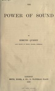 Cover of: The power of sound. by Edmund Gurney