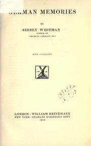 German memories by Sidney Whitman