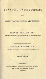 Cover of: Monastic institutions by Samuel Phillips Day