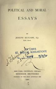 Cover of: Political and moral essays by Joseph Rickaby, Joseph Rickaby