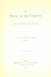 Cover of: The epistle to the Ephesians by Robert William Dale