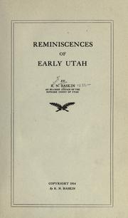 Cover of: Reminiscences of early Utah by R. N. Baskin