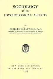 Cover of: Sociology in its psychological aspects