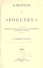 Cover of: A manual on poultry. by Georgia. Dept. of Agriculture.