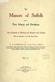 Cover of: The Manors of Suffolk by Walter Arthur Copinger, Walter Arthur Copinger