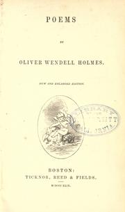 Cover of: Poems by Oliver Wendell Holmes, Sr.
