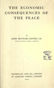 Cover of: The economic consequences of the Peace. by John Maynard Keynes