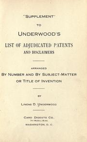 Cover of: list of adjudicated patents: arranged by number and by subject-matter or title of invention