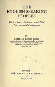 Cover of: The English-speaking peoples by George Louis Beer
