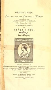 Cover of: bilingual index of Nyaya-bindu.: Prepared and edited by Satis Chandra Vidyabhusana.