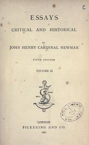 Cover of: Essays critical and historical by John Henry Newman