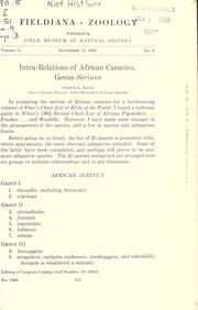 Cover of: Intra-relations of African canaries, genus Serinus by Austin Loomer Rand