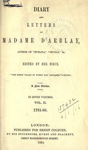 Cover of: Diary and letters of Madame d'Arblay ... edited by her niece [Charlotte Barrett] by Fanny Burney
