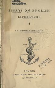 Cover of: Essays on English literature. by Thomas McNicoll, Thomas McNicoll