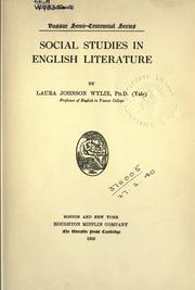 Social studies in English literature by Laura Johnson Wylie