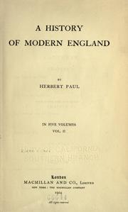 Cover of: A history of modern England by Herbert W. Paul, Herbert W. Paul