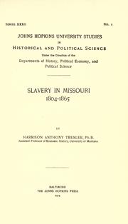 Cover of: Slavery in Missouri, 1804-1865