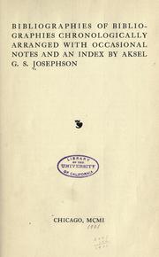Cover of: Bibliographies of bibliographies by Akel Gustaf Salomon Josephson