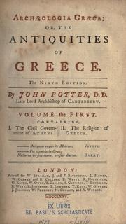 Cover of: Archaeologia Graeca by Potter, John