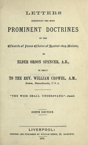 Cover of: Letters exhibiting the most prominent doctrines of the Church of Jesus Christ of Latter-day Saints by Orson Spencer