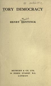 Cover of: Tory democracy by Bentinck, Henry Cavendish Lord