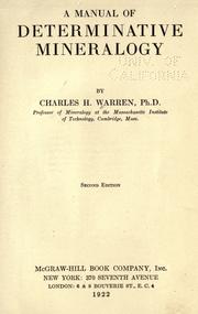 Cover of: A manual of determinative mineralogy by Charles Hyde Warren