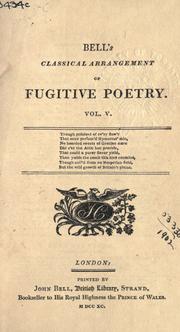 Cover of: Classical arrangement of fugitive poetry. by Bell, John