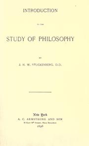 Introduction to the study of philosophy by J. H. W. Stuckenberg